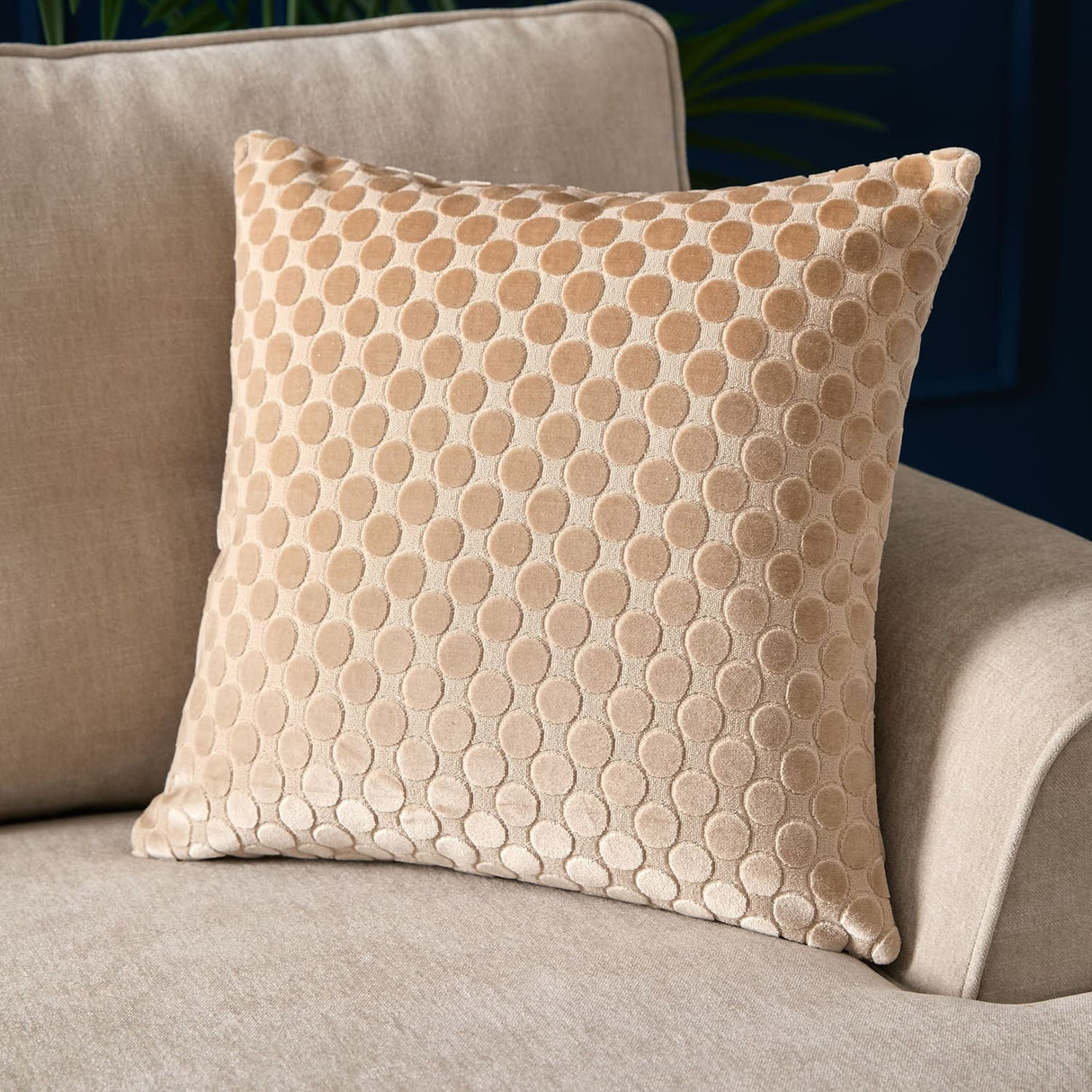 Velvet Spot Cushion Cover 43cm x 43cm - Natural