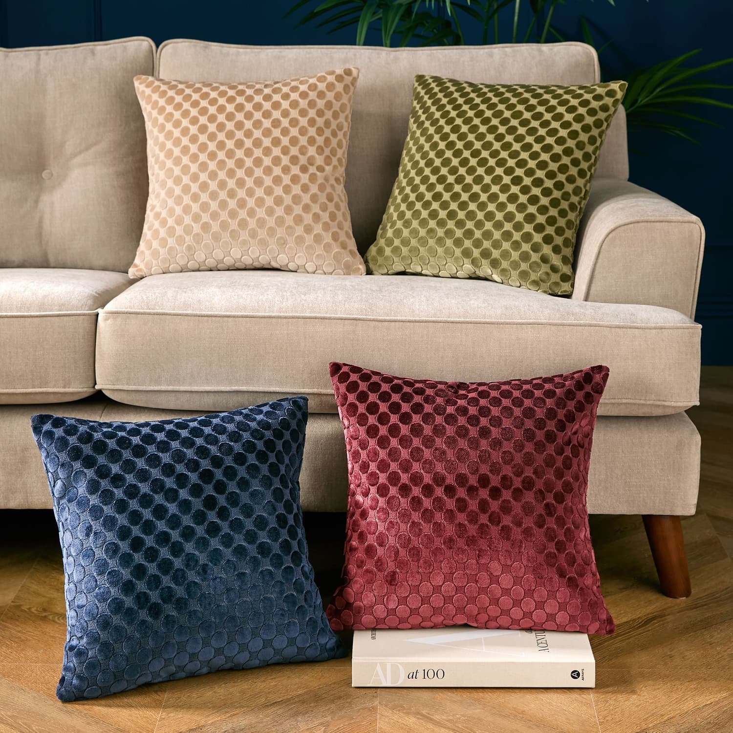 Velvet Spot Cushion Cover 43cm x 43cm - Natural - Velvet Spot Cushion In Natural 43 X 43Cm 4