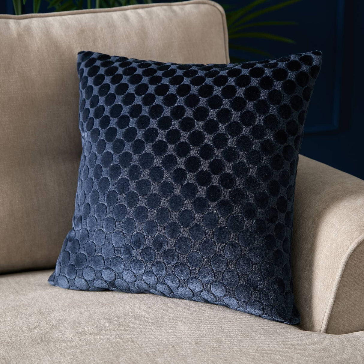 Velvet Spot Cushion Cover 43cm x 43cm - Navy
