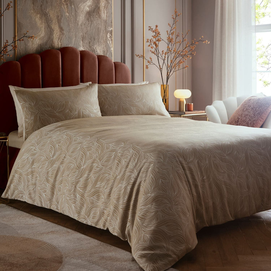 Laurence Llewelyn-Bowen Venus Grace Wave Motif Jacquard Duvet Cover Set