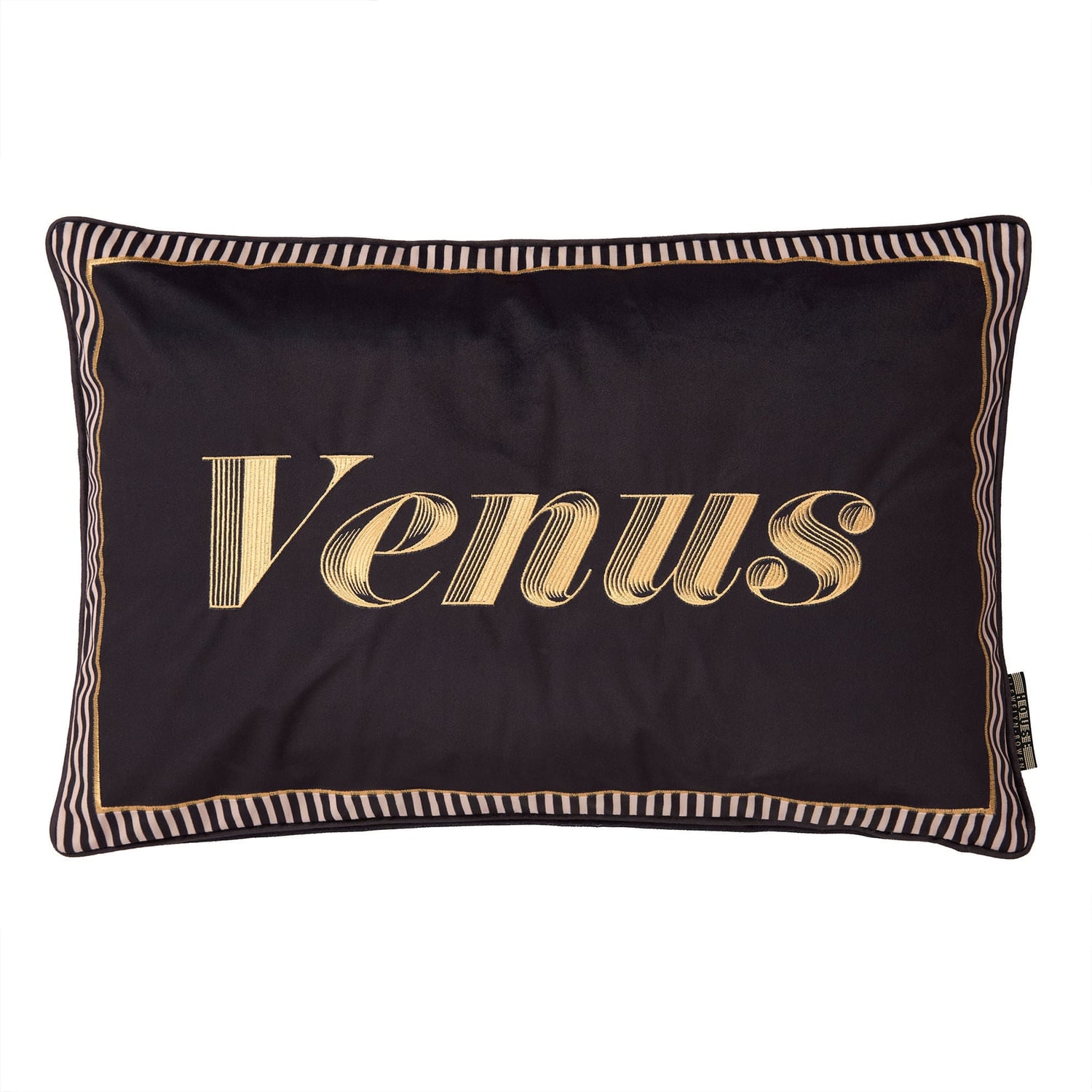 Laurence Llewelyn-Bowen Venus Embroidered Black Filled Cushion - Venus Signature Cushion In Black 40 X 60Cm 2