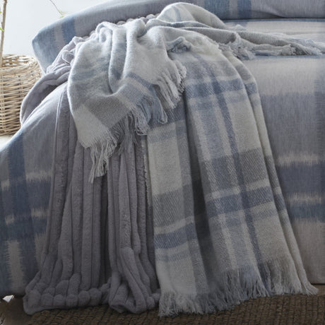 Hygge Verbier Mohair Style Cosy Reversible Throw – Blue – 130cm x 180cm