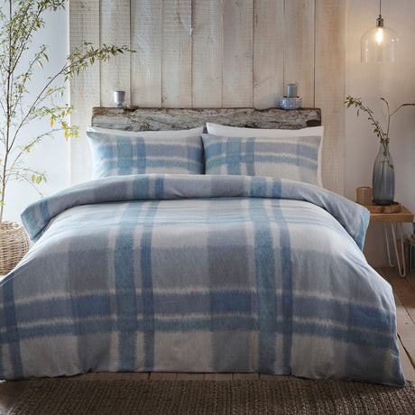 Verbier Brushed Cotton Flannelette Duvet Cover Set - Blue