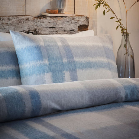 Verbier Brushed Cotton Flannelette Duvet Cover Set - Blue - Verbier Duvet Cover Set In Blue 2