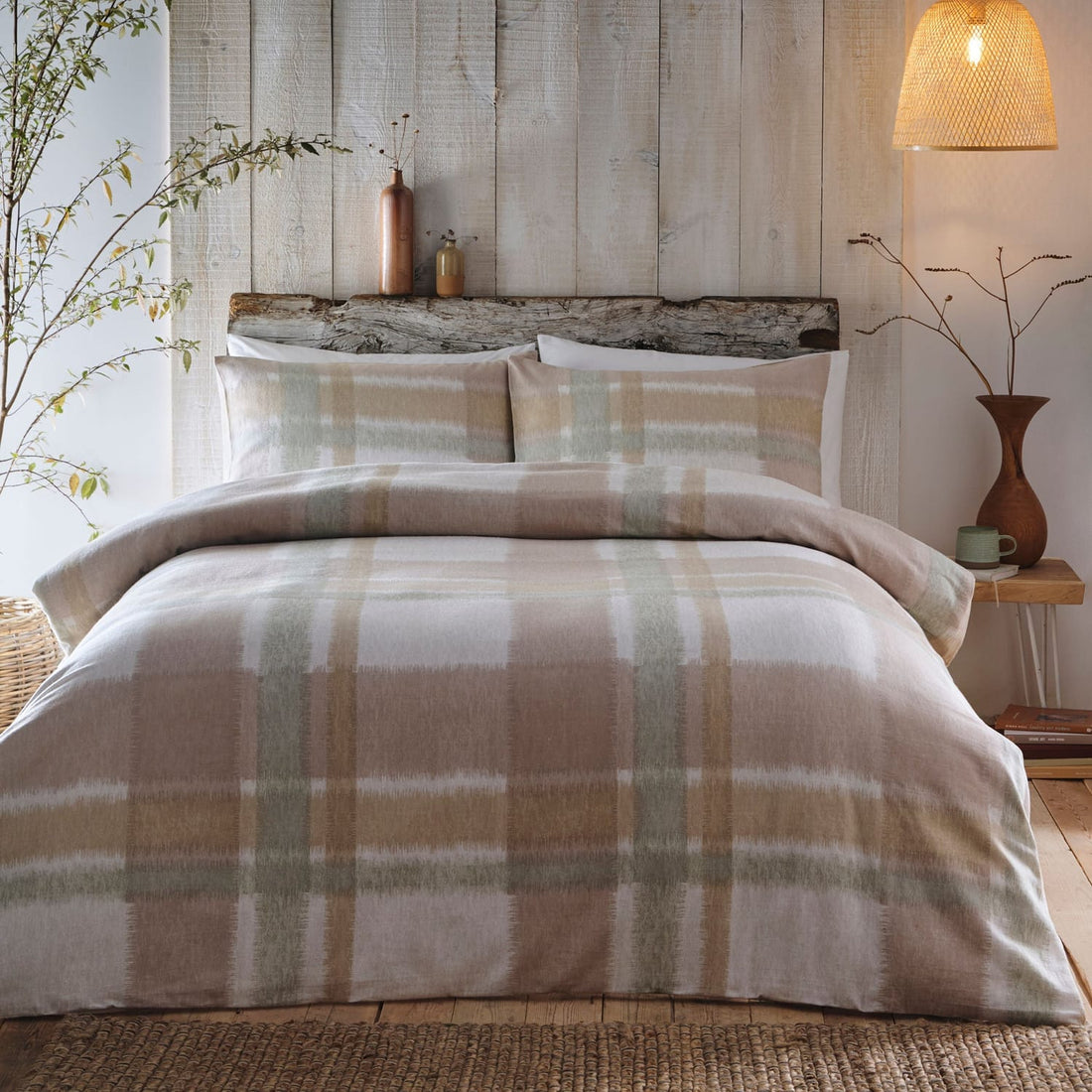 Verbier Natural Brushed Cotton Flannelette Duvet Cover Bedding Set