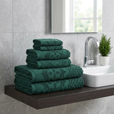 Versailles Jacquard 500gsm Jade Green 100% Cotton Towels-2