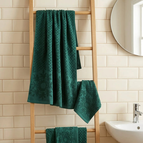 Versailles Jacquard 500gsm Jade Green 100% Cotton Towels-3