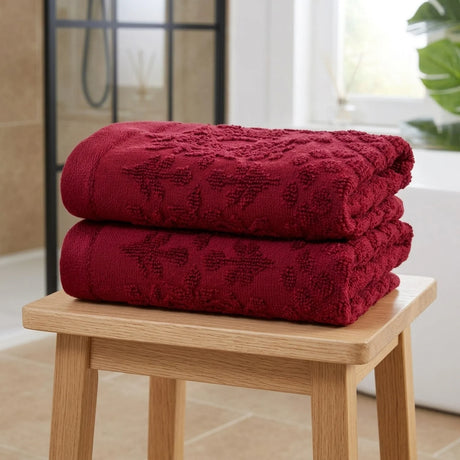 Versailles Jacquard 500gsm Ruby 100% Cotton Towels-4