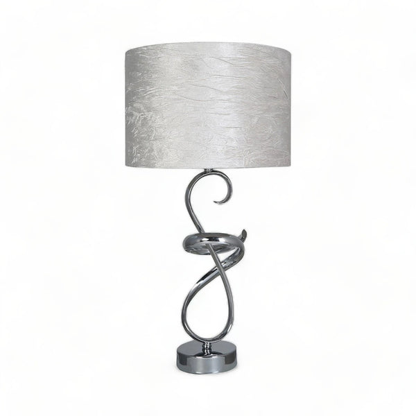 Vortex Silver Ivory Velvet Table Lamp 56cm