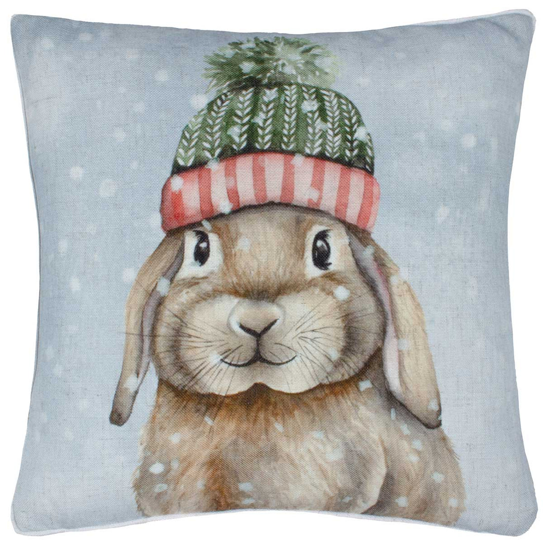 Winter Rabbit Velvet Multicolour Cushion Cover or Filled Cushion 43cm x 43cm