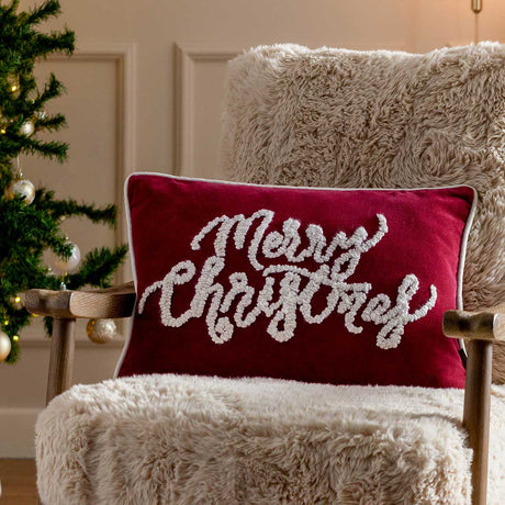 Winter Merry Christmas Cushion Cover / Filled Cushion 12" x 20" (30cm x 50cm) by Paoletti