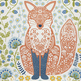 Woodland Fox Cotton Tea Towel in Green