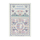 Wedding Sampler Cotton Tea Towel in Yellow