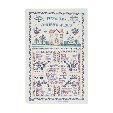 Wedding Sampler Cotton Tea Towel in Yellow