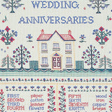 Wedding Sampler Cotton Tea Towel in Yellow