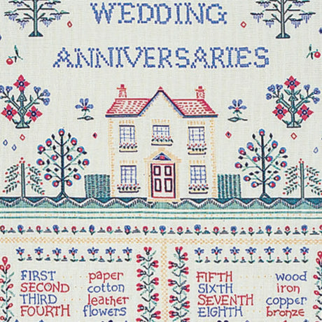 Wedding Sampler Cotton Tea Towel in Yellow