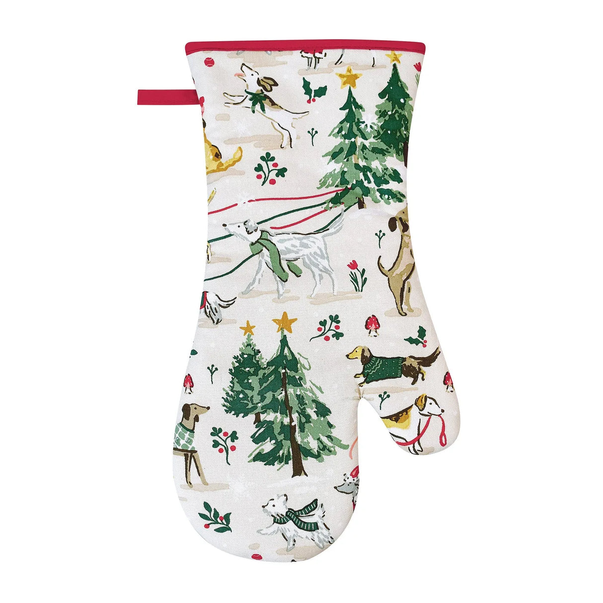 Winter Walkies Gauntlet Oven Glove in Beige