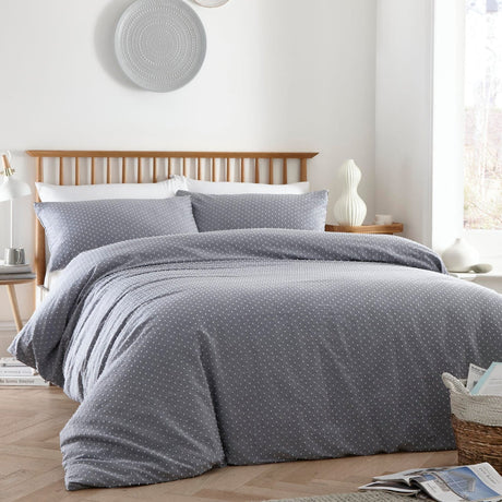 Waterford Blue Spotted 100% Cotton Duvet Cover Set