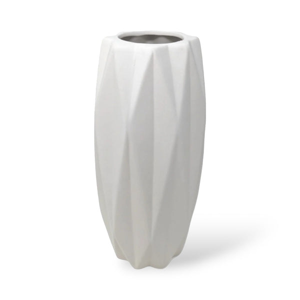 White Origami Geometric Vase 26cm