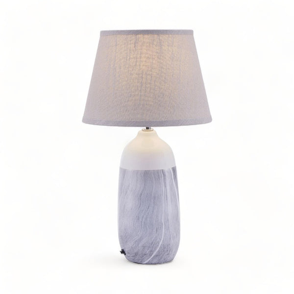 White and Grey Marble Ceramic Table Lamp 46cm