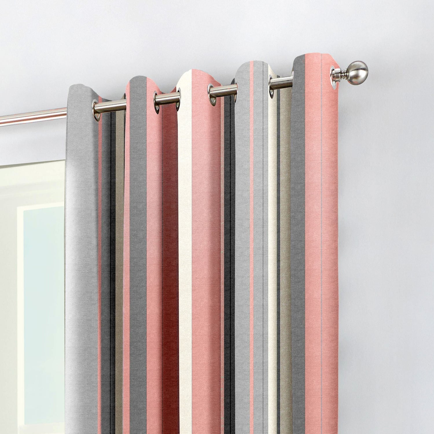 Whitworth Stripe Lined Eyelet Curtains - Blush Pink Light Filtering - Whitworth Stripe Eyelet Curtains In Blush 3