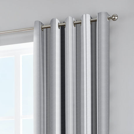 Whitworth Stripe Lined Eyelet Curtains - Grey Light Filtering - Whitworth Stripe Eyelet Curtains In Grey 4