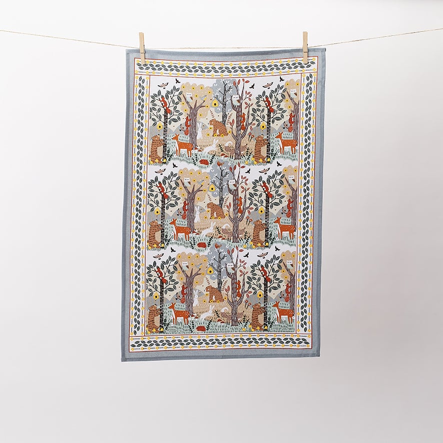 Ulster Weavers Wildwood Animal Print Cotton Tea Towel - Wildwood Cotton Tea Towel In Grey 2