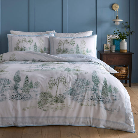 Willow Tree Scene Blue 100% Cotton 200 Thread Count Duvet Cover Set