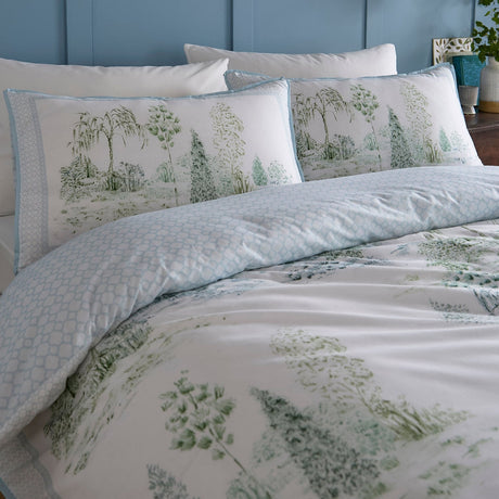 Willow Tree Scene Blue 100% Cotton 200 Thread Count Duvet Cover Set - Willow Tree Scene Duvet Cover Set In Blue 2