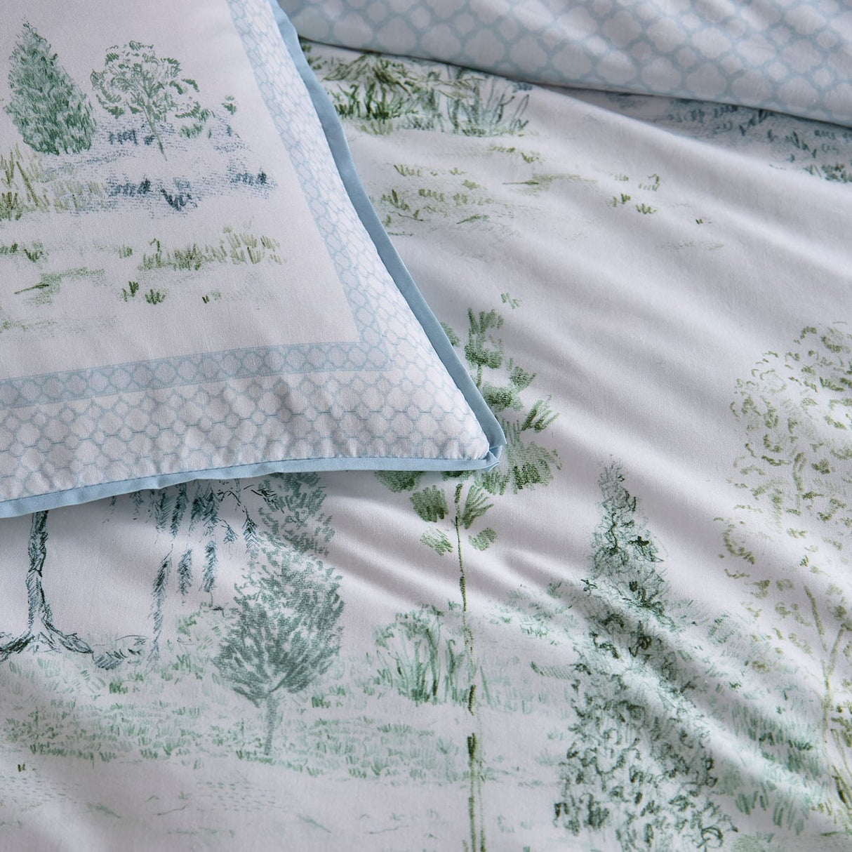 Willow Tree Scene Blue 100% Cotton 200 Thread Count Duvet Cover Set - Willow Tree Scene Duvet Cover Set In Blue 3