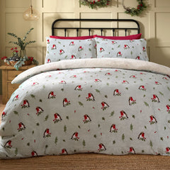 Winter Robin Duck Egg Christmas Duvet Cover Set