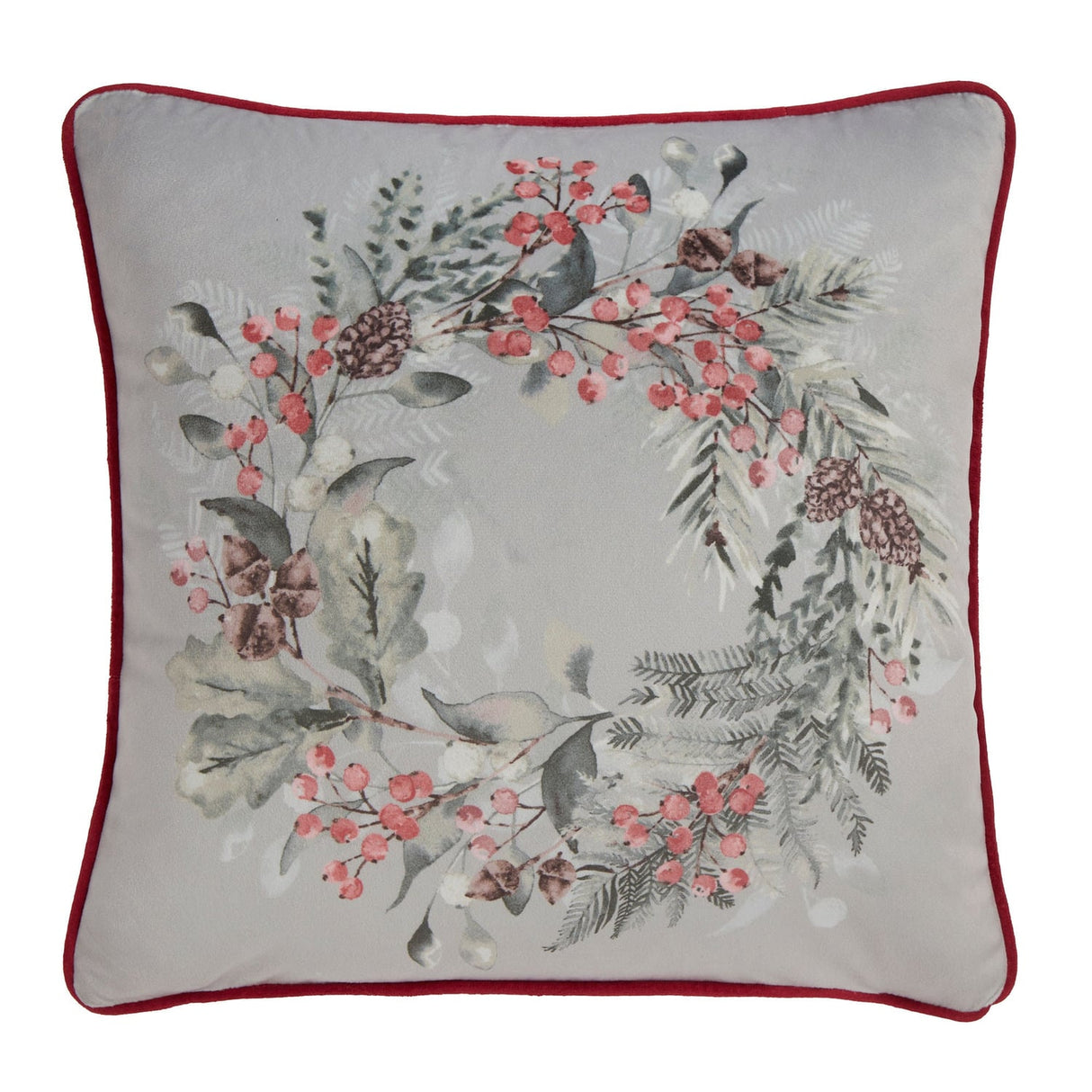 Winter Sprigs Floral Velvet Cushion Cover 43cm x 43cm - Winter Sprigs Cushion In Green 43 X 43Cm 2