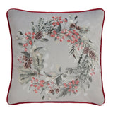Winter Sprigs Floral Velvet Cushion Cover 43cm x 43cm - Winter Sprigs Cushion In Green 43 X 43Cm 2