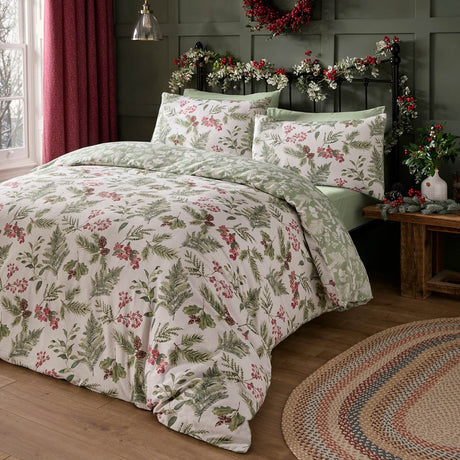Winter Sprigs Flannelette Brushed Cotton Duvet Cover Set