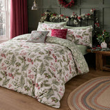 Winter Sprigs Flannelette Brushed Cotton Duvet Cover Set - Winter Sprigs Duvet Cover Set In Green 5