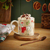 Ulster Weavers Winter Walkies Dog Print Christmas Bone China Mug - Winter Walkies Bone China Mug In Beige 2