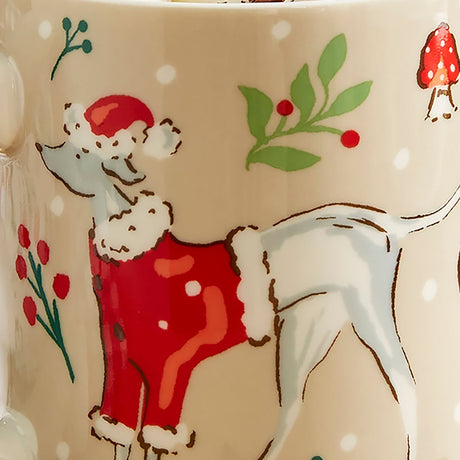 Ulster Weavers Winter Walkies Dog Print Christmas Bone China Mug - Winter Walkies Bone China Mug In Beige 4