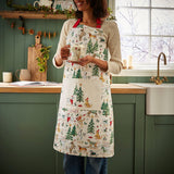 Ulster Weavers Winter Walkies Dog Print Christmas Cotton Apron - Winter Walkies Cotton Apron In Beige 2