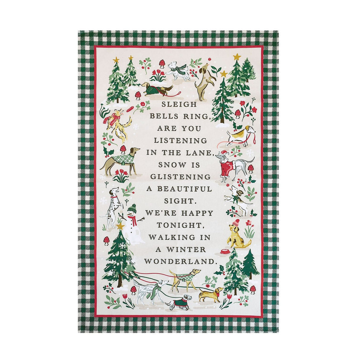 Ulster Weavers Winter Walkies Dog Print Christmas Tea Towel