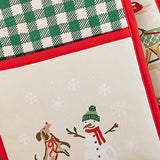 Ulster Weavers Winter Walkies Dog Print Christmas Double Oven Glove - Winter Walkies Double Oven Glove In Beige 4
