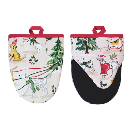 Ulster Weavers Winter Walkies Dog Print Christmas Microwave Mitts