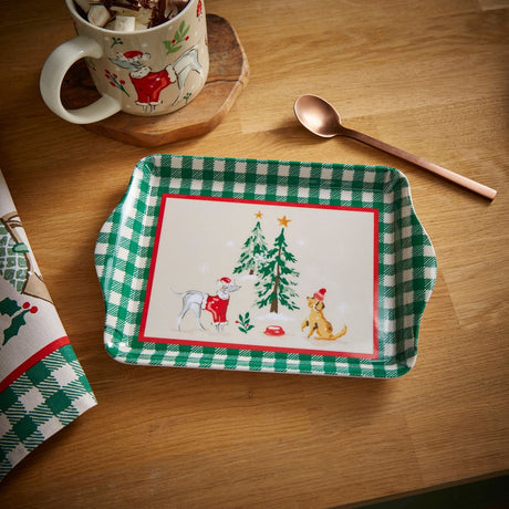 Ulster Weavers Winter Walkies Dog Print Christmas Scatter Tray - Winter Walkies Scatter Tray In Beige 2