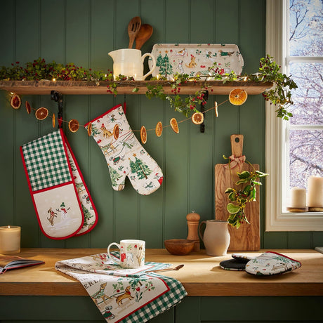 Ulster Weavers Winter Walkies Dog Print Christmas Scatter Tray - Winter Walkies Scatter Tray In Beige 3