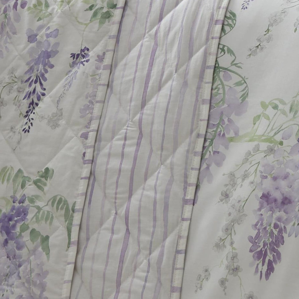 Wisteria Floral Bedspread Pink and Lilac 230cm x 200cm - Wisteria Bedspread In Lilac 200 X 230Cm 3