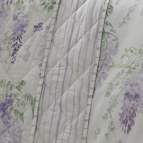 Wisteria Floral Bedspread Pink and Lilac 230cm x 200cm - Wisteria Bedspread In Lilac 200 X 230Cm 3