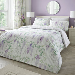 Wisteria Floral Lilac Duvet Cover Bedding Set