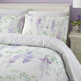 Wisteria Floral Polycotton Duvet Cover Set - Lilac - Wisteria Duvet Cover Set In Lilac 2