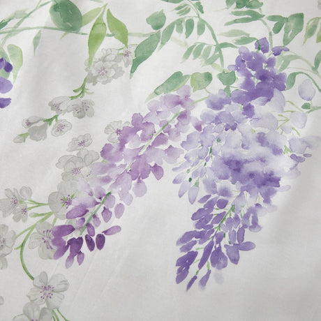 Wisteria Floral Polycotton Duvet Cover Set - Lilac - Wisteria Duvet Cover Set In Lilac 4