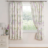 Wisteria Floral Lined Pencil Pleat Curtains - Lilac Thermal Light Filtering