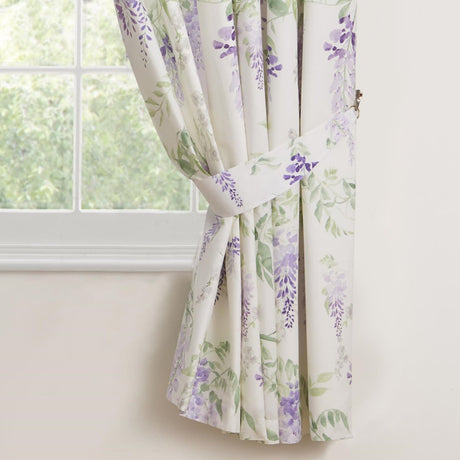 Wisteria Floral Lined Pencil Pleat Curtains - Lilac Thermal Light Filtering - Wisteria Pencil Pleat Curtains In Lilac 3
